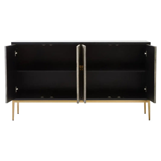 Deruta Wooden Sideboard With 4 Doors In Grey Shagreen