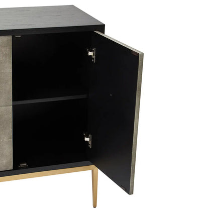Deruta Wooden Sideboard With 4 Doors In Grey Shagreen