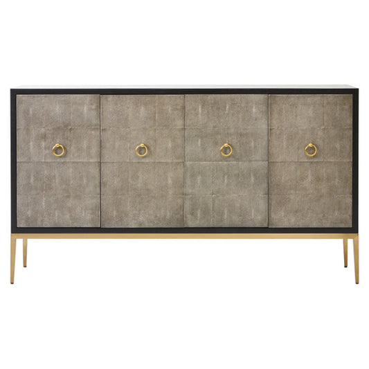 Deruta Wooden Sideboard With 4 Doors In Grey Shagreen