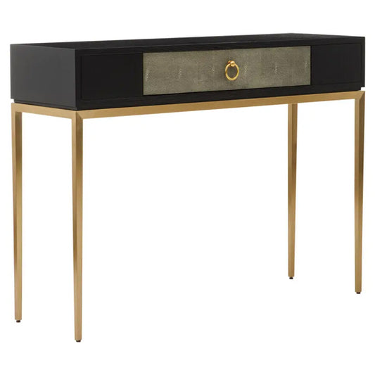 Deruta Wooden Console Table With 1 Drawer In Grey Shagreen