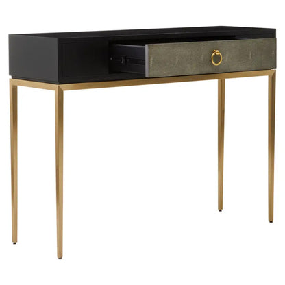 Deruta Wooden Console Table With 1 Drawer In Grey Shagreen