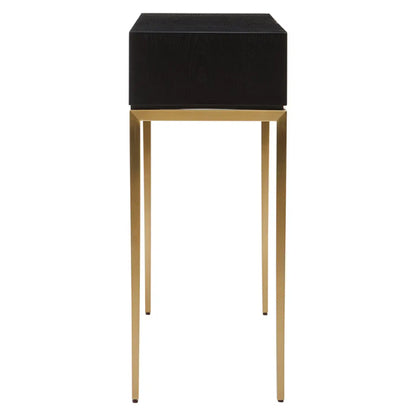 Deruta Wooden Console Table With 1 Drawer In Grey Shagreen