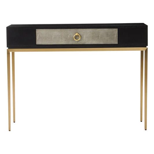 Deruta Wooden Console Table With 1 Drawer In Grey Shagreen