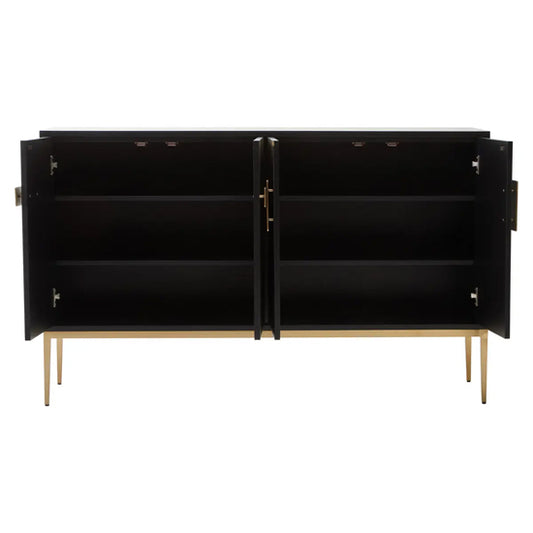 Davoli Wooden Sideboard With 4 Doors In Black