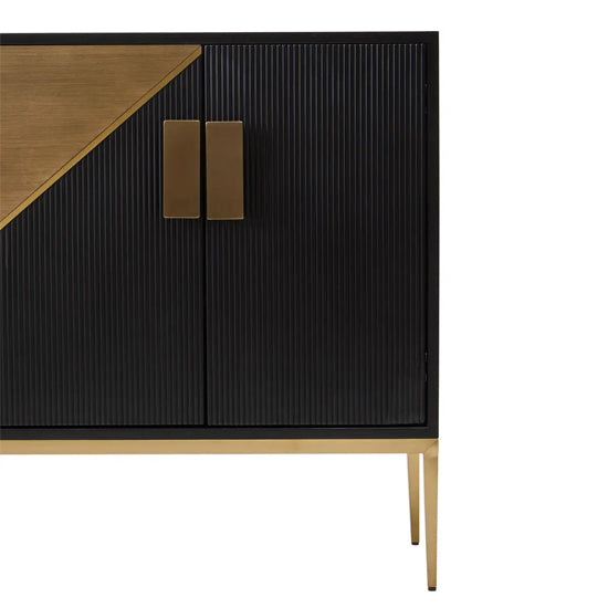 Davoli Wooden Sideboard With 4 Doors In Black