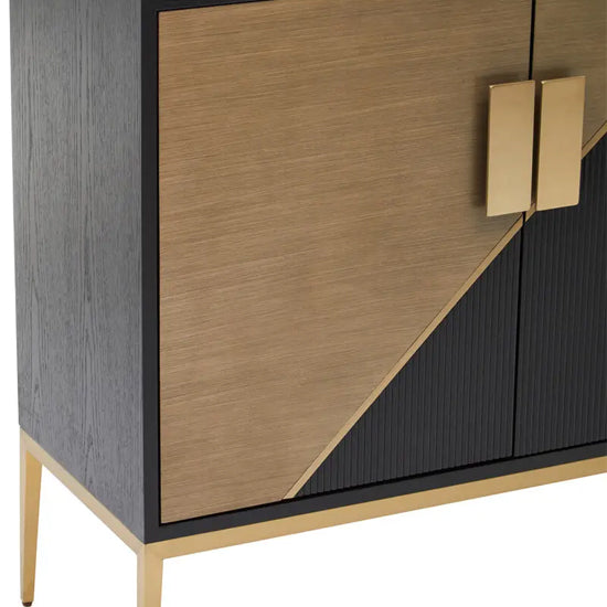 Davoli Wooden Sideboard With 2 Doors In Black