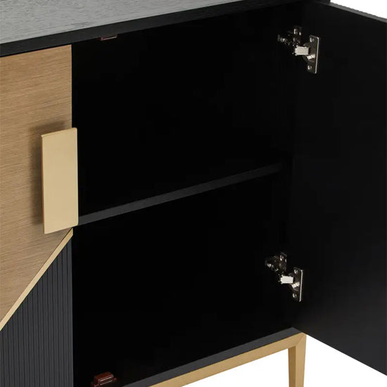 Davoli Wooden Sideboard With 2 Doors In Black