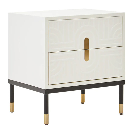 Danta Wooden Bedside Cabinet With 2 Drawers In Off White