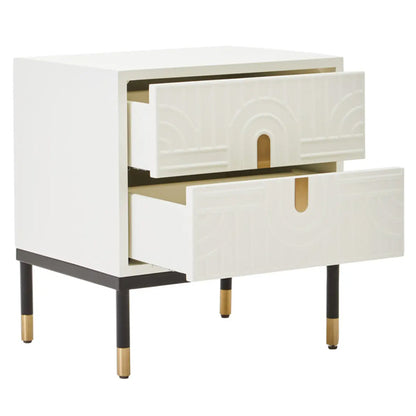 Danta Wooden Bedside Cabinet With 2 Drawers In Off White