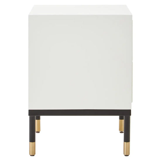 Danta Wooden Bedside Cabinet With 2 Drawers In Off White