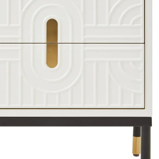 Danta Wooden Bedside Cabinet With 2 Drawers In Off White