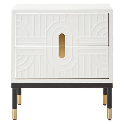 Danta Wooden Bedside Cabinet With 2 Drawers In Off White