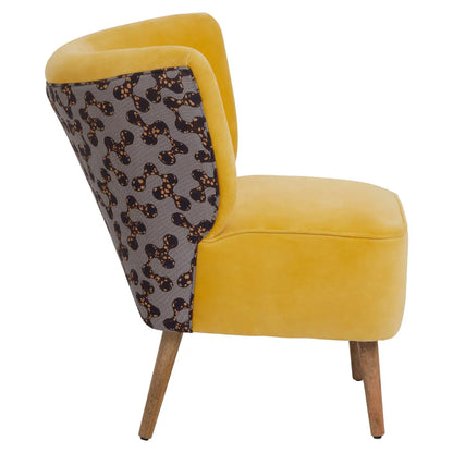 Cefena Cotton Fabric Peacock Accent Chair In Yellow
