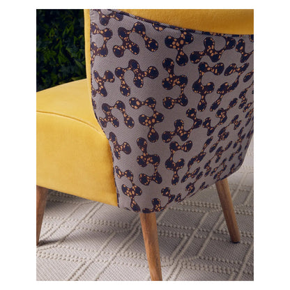 Cefena Cotton Fabric Peacock Accent Chair In Yellow