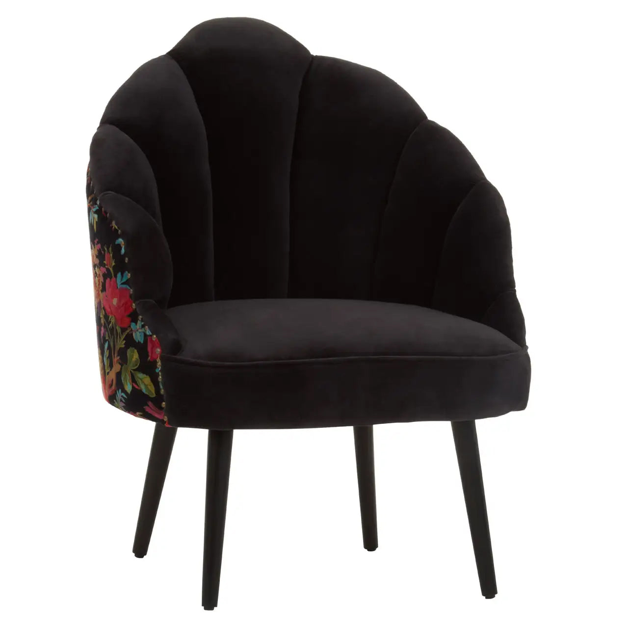 Cefena Cotton Fabric Peacock Accent Chair In Multicoloured