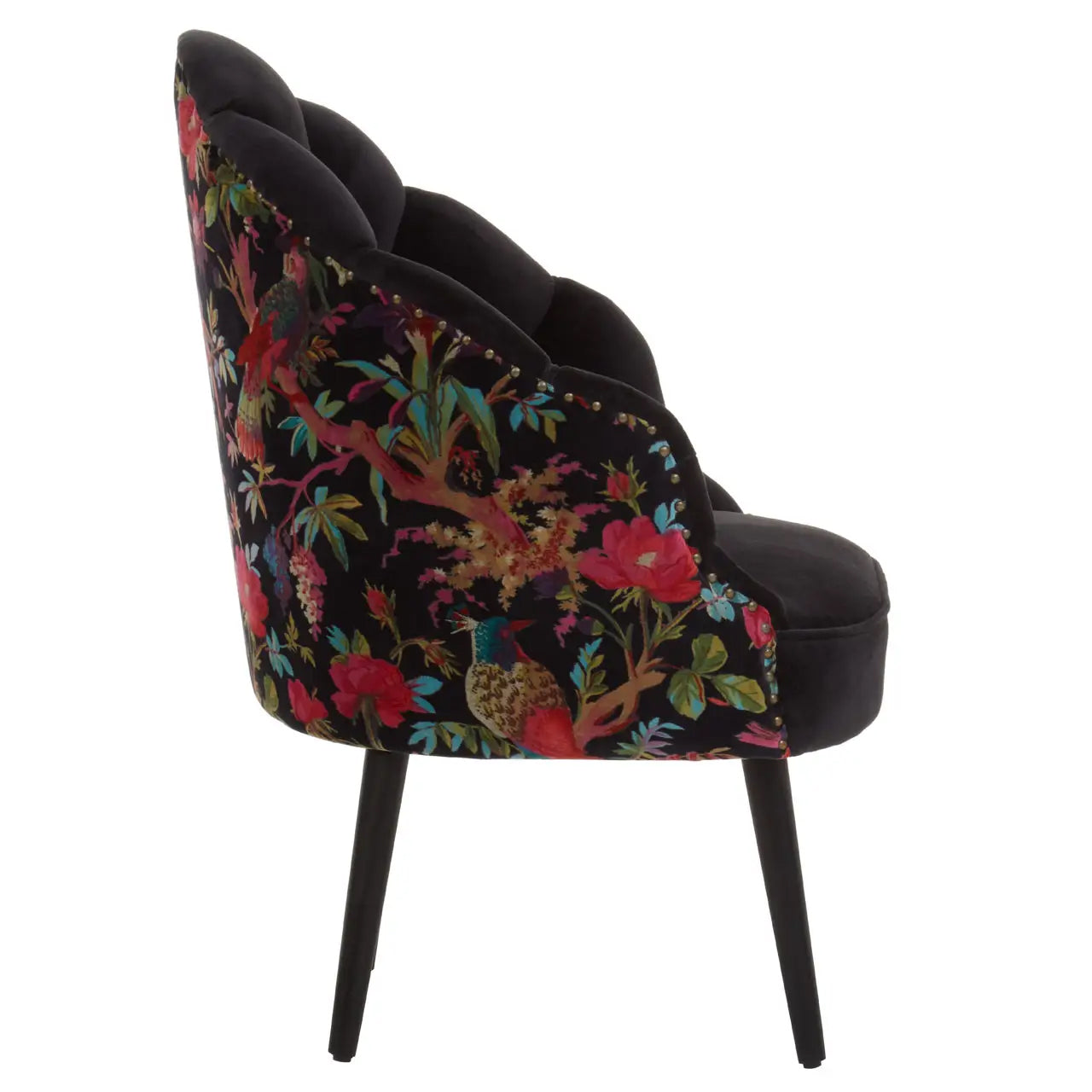 Cefena Cotton Fabric Peacock Accent Chair In Multicoloured