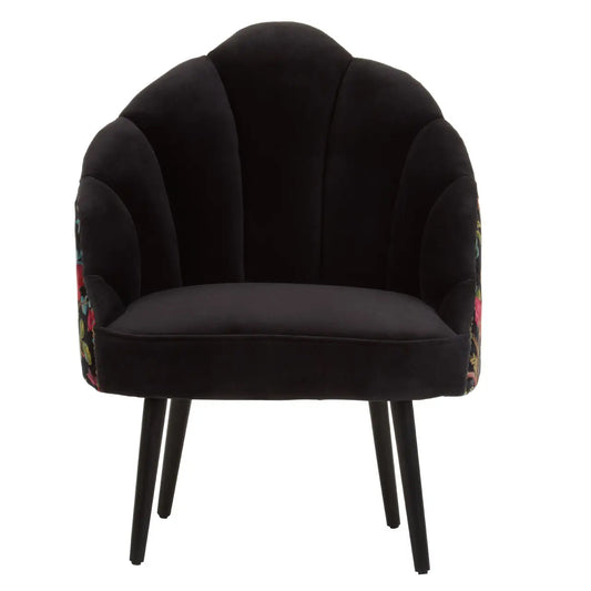 Cefena Cotton Fabric Peacock Accent Chair In Multicoloured