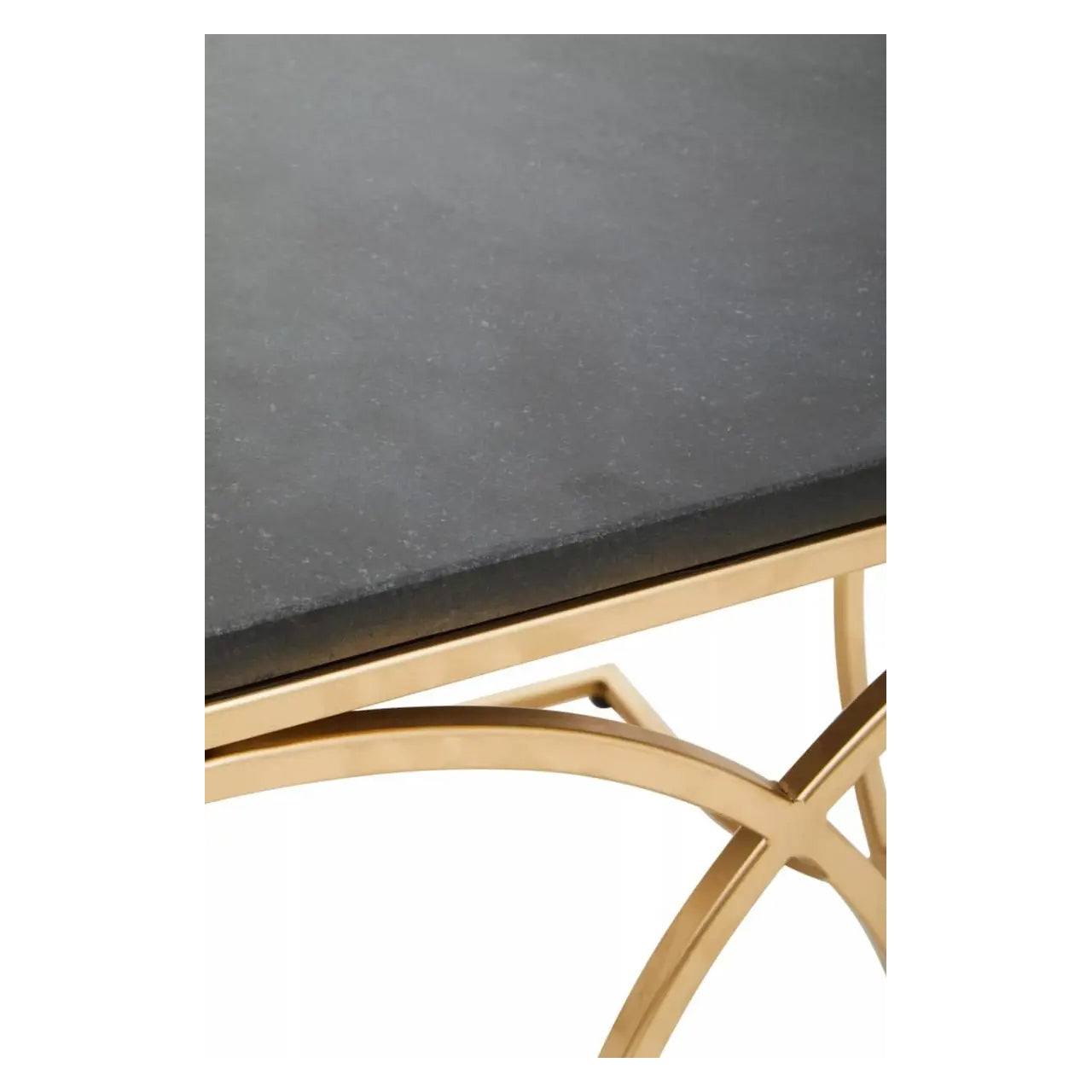 Kia Marble Side Table In Black With Gold Metal Frame