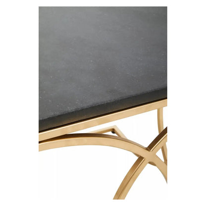 Kia Marble Side Table In Black With Gold Metal Frame
