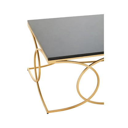 Kia Marble Coffee Table In Black With Gold Metal Frame