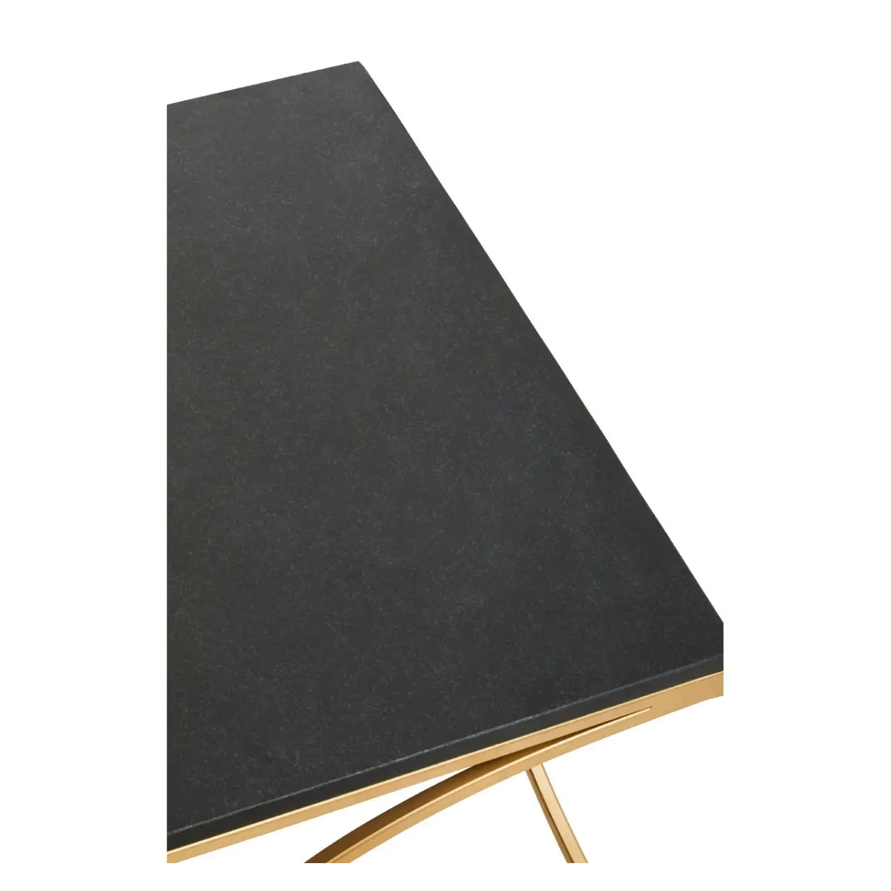Kia Marble Coffee Table In Black With Gold Metal Frame
