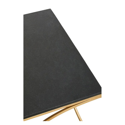 Kia Marble Coffee Table In Black With Gold Metal Frame