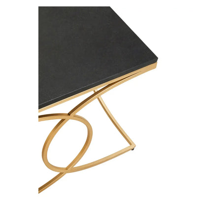 Kia Marble Coffee Table In Black With Gold Metal Frame