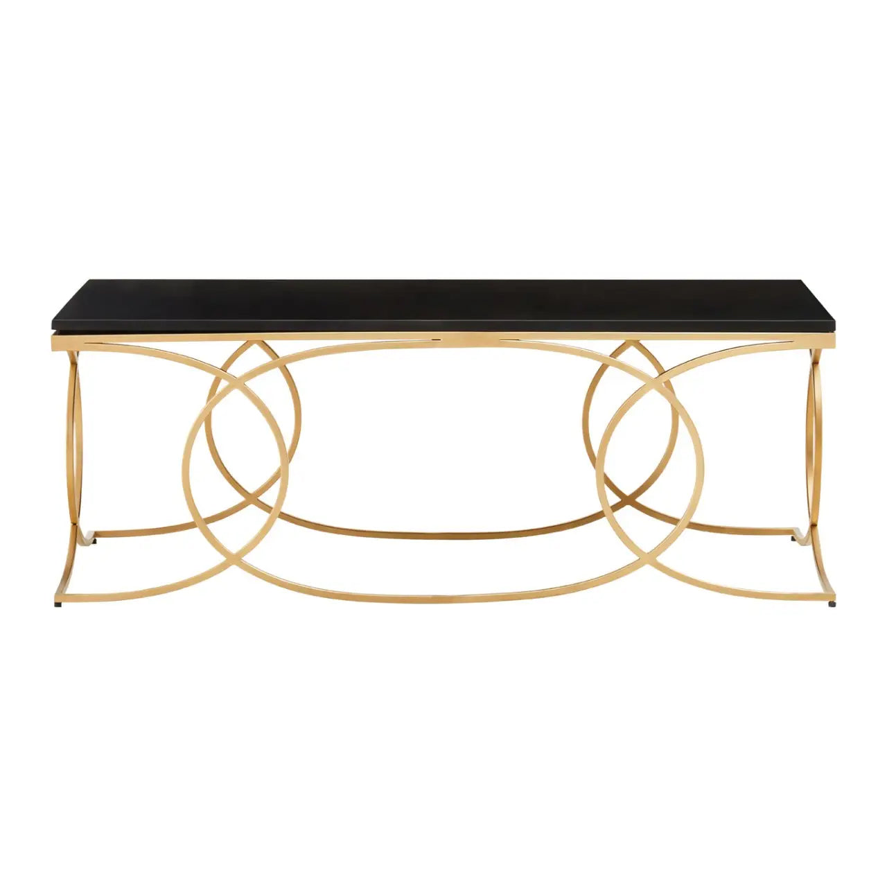 Kia Marble Coffee Table In Black With Gold Metal Frame