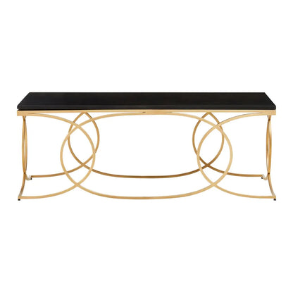 Kia Marble Coffee Table In Black With Gold Metal Frame