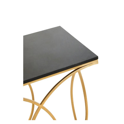 Kia Marble Console Table In Black With Gold Metal Frame