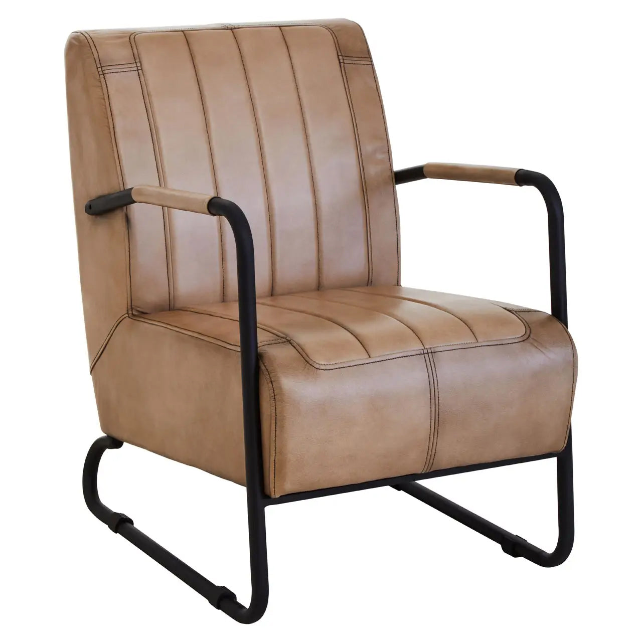 Buffalo Genuine Leather Armchair In Grey