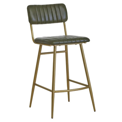 Buffalo Genuine Leather Bar Chair In Green