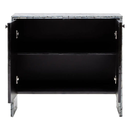 Obra Mother Of Pearl Wooden Sideboard In Black And White