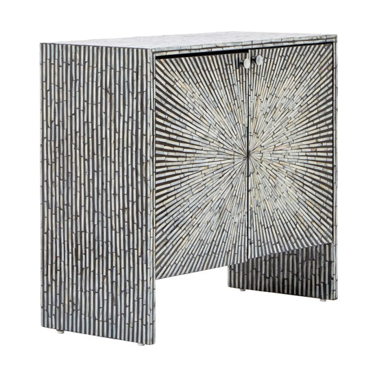 Obra Mother Of Pearl Wooden Sideboard In Black And White