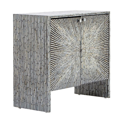 Obra Mother Of Pearl Wooden Sideboard In Black And White