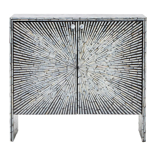 Obra Mother Of Pearl Wooden Sideboard In Black And White