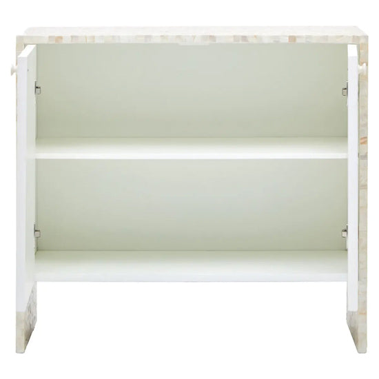 Obra Mother Of Pearl Wooden Sideboard In Luxe White