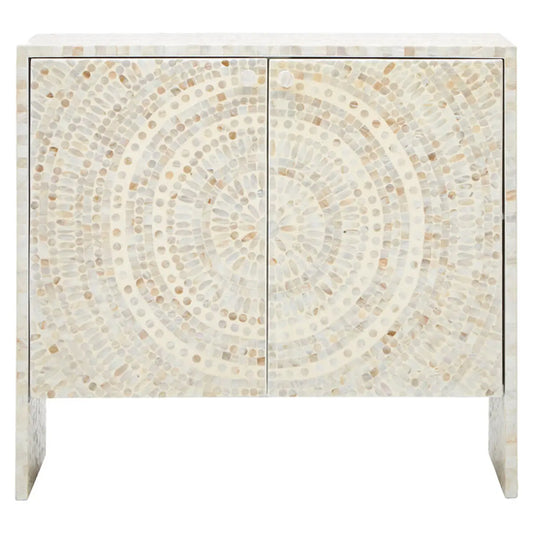 Obra Mother Of Pearl Wooden Sideboard In Luxe White