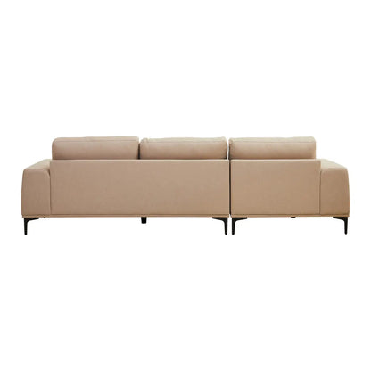 Toulon Fabric Right Chaise 3 Seater Sofa In Natural With Black Metal Legs