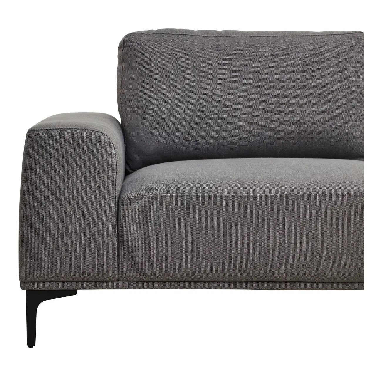 Toulon Fabric Left Chaise 3 Seater Sofa In Grey With Black Metal Legs