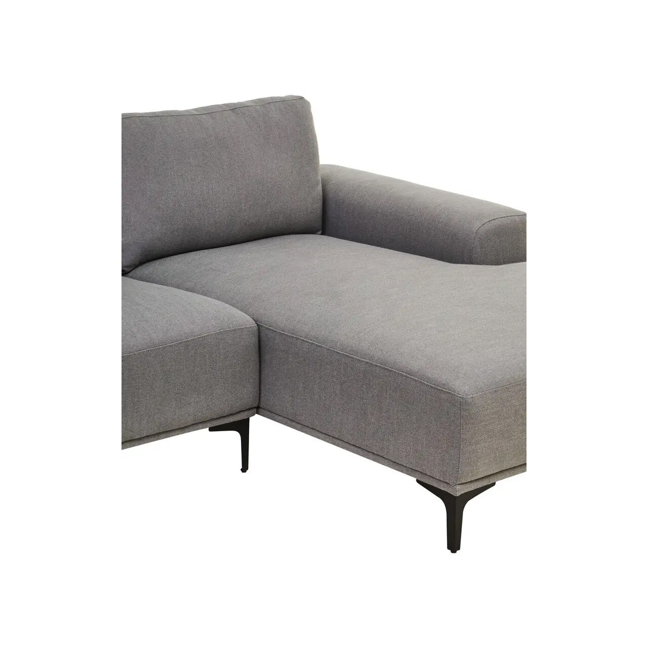 Toulon Fabric Left Chaise 3 Seater Sofa In Grey With Black Metal Legs