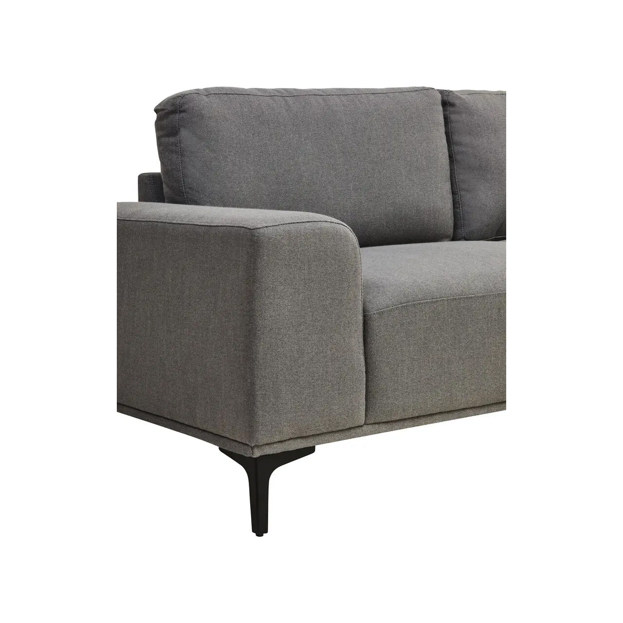Toulon Fabric Left Chaise 3 Seater Sofa In Grey With Black Metal Legs