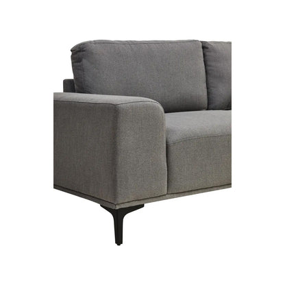 Toulon Fabric Left Chaise 3 Seater Sofa In Grey With Black Metal Legs