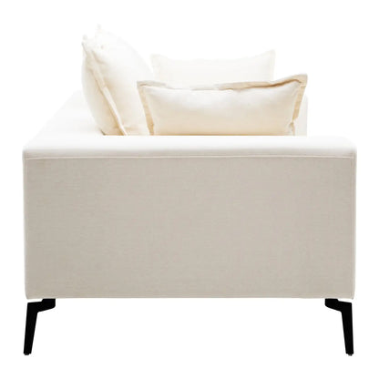 Avignon Linen Fabric 3 Seater Sofa In Cream With Black Metal Legs