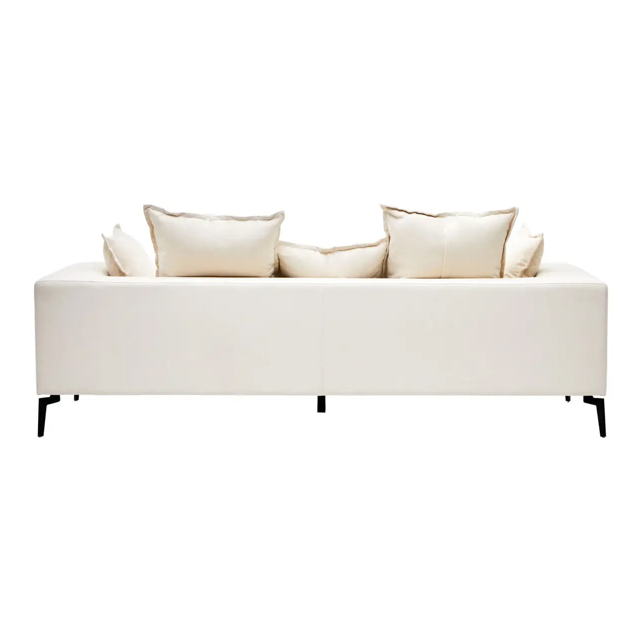 Avignon Linen Fabric 3 Seater Sofa In Cream With Black Metal Legs
