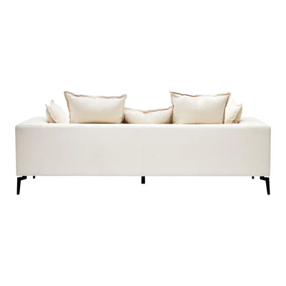 Avignon Linen Fabric 3 Seater Sofa In Cream With Black Metal Legs
