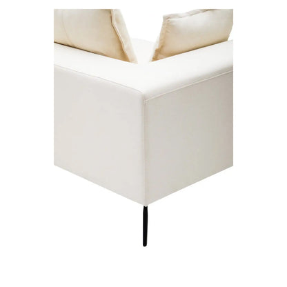 Avignon Linen Fabric 3 Seater Sofa In Cream With Black Metal Legs