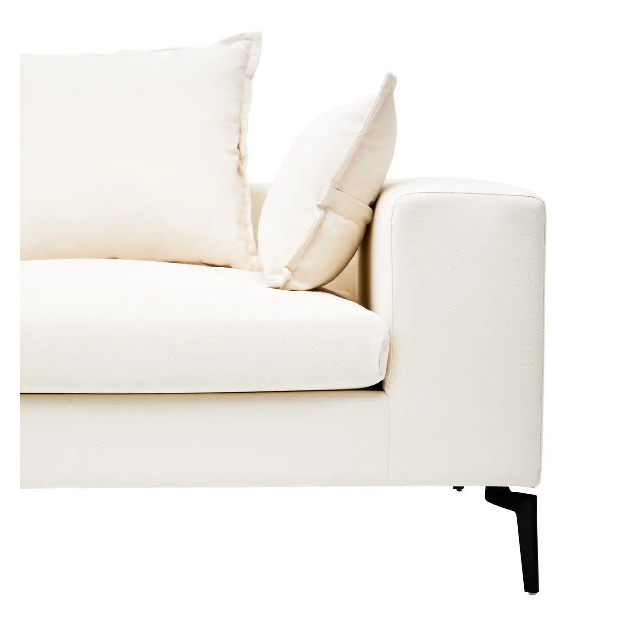 Avignon Linen Fabric 3 Seater Sofa In Cream With Black Metal Legs