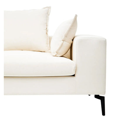 Avignon Linen Fabric 3 Seater Sofa In Cream With Black Metal Legs
