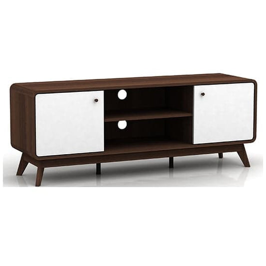 Cassie Wooden TV Stand With 2 Doors In Walnut And White